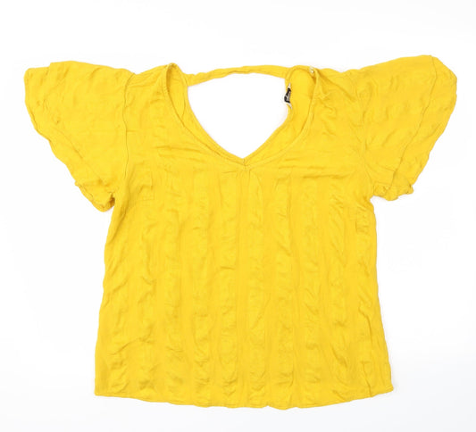Papaya Womens Yellow Basic Blouse Size 12