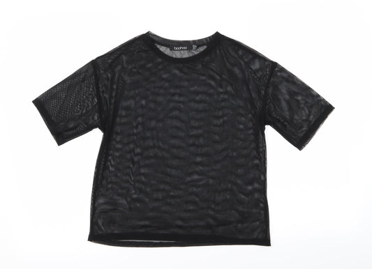 Womens UK Size 8 Boohoo Black Basic T-Shirt