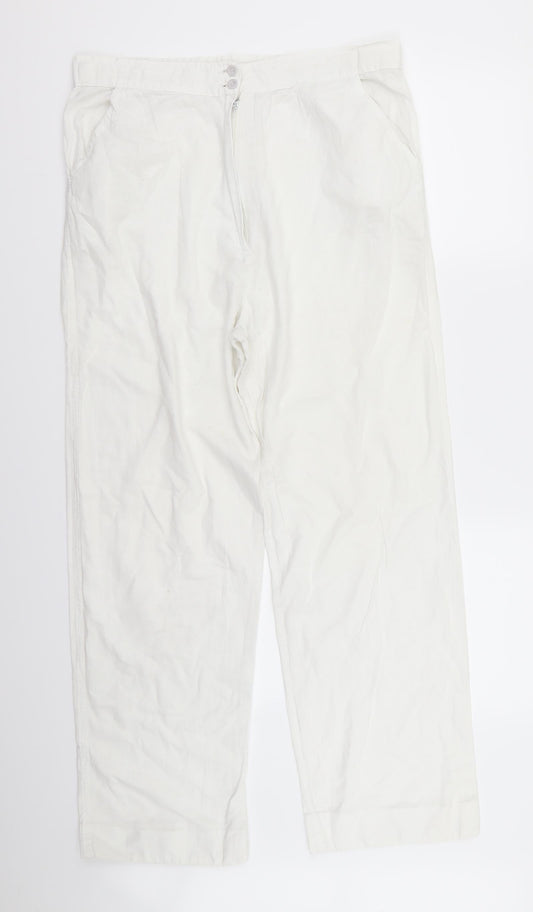 Womens UK Size L oasis Regular Fit White Trousers