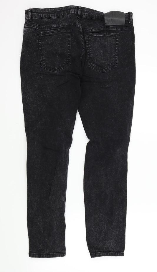 Denim & Co. Womens Black Straight Jeans Size 36 L29 in - Ripped details