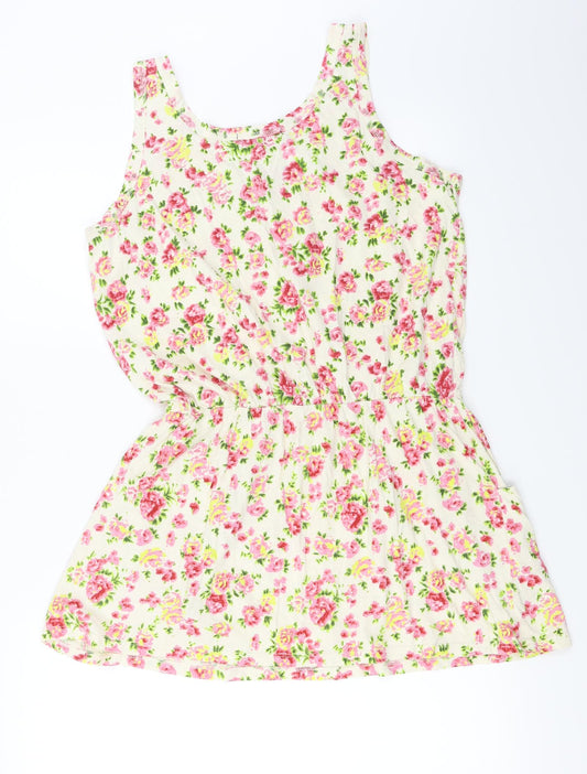 Authentic Womens Ivory Floral Basic Blouse Size 16