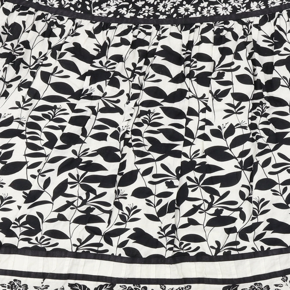 New Look Womens Black Floral A-Line Skirt Size 34 in