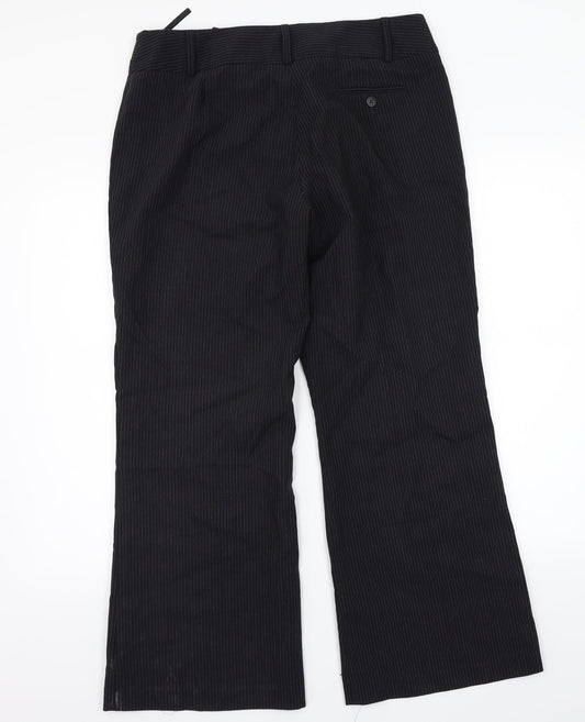 F&F Womens Black Striped Trousers Size 14 L29 in
