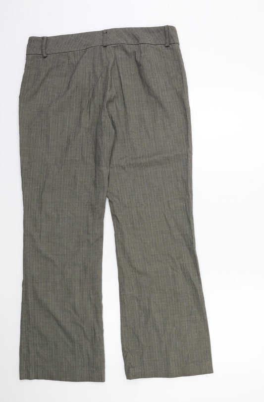 TU Womens Brown Striped Trousers Size 14 L28 in