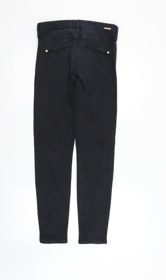 Womens UK Size 10 River Island Regular Fit Black Trousers