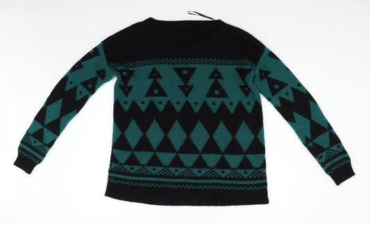 FOREVER 21 Womens Green Geometric Pullover Jumper Size S