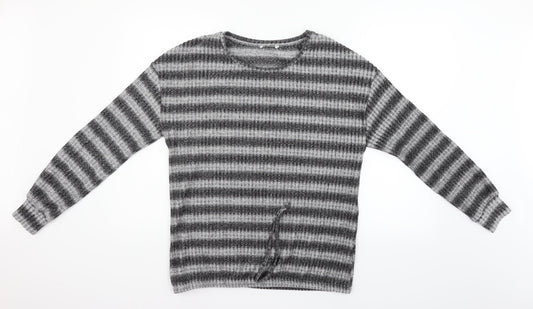 Matalan Womens Grey Striped Pullover Jumper Size 14