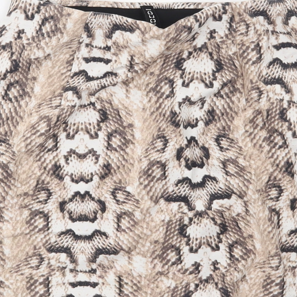 H&M Womens Beige Animal Print Mini Skirt Size XS