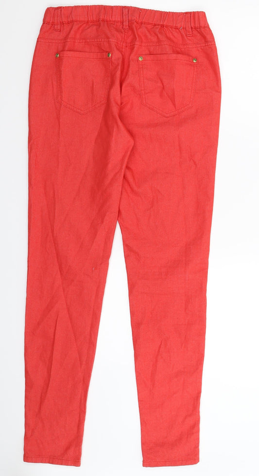 Denim Co Womens Red Denim Jegging Jeans Size 12 L31 in