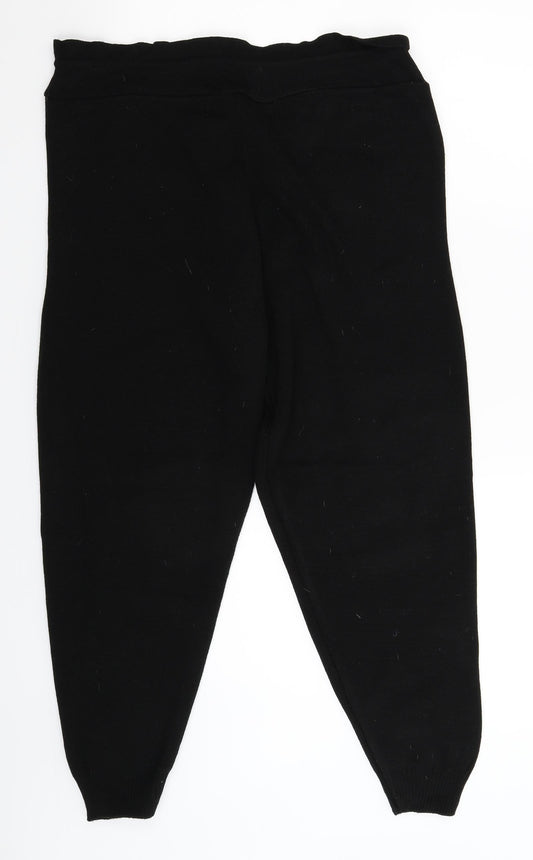 Womens UK Size L Preworn Regular Fit Cropped Black Trousers