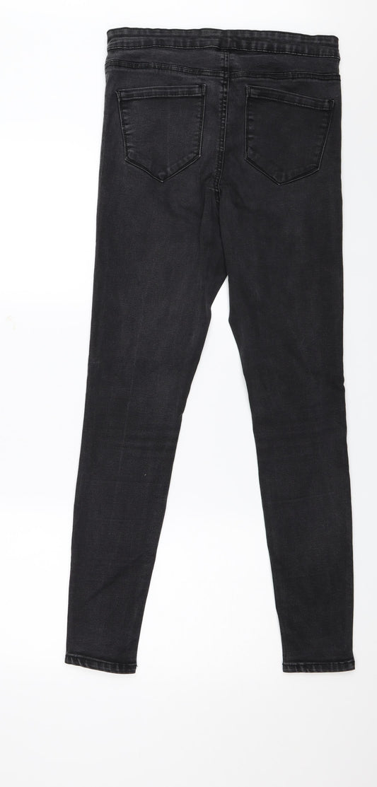 Denim & Co. Womens Black Denim Skinny Jeans Size 14 L28 in