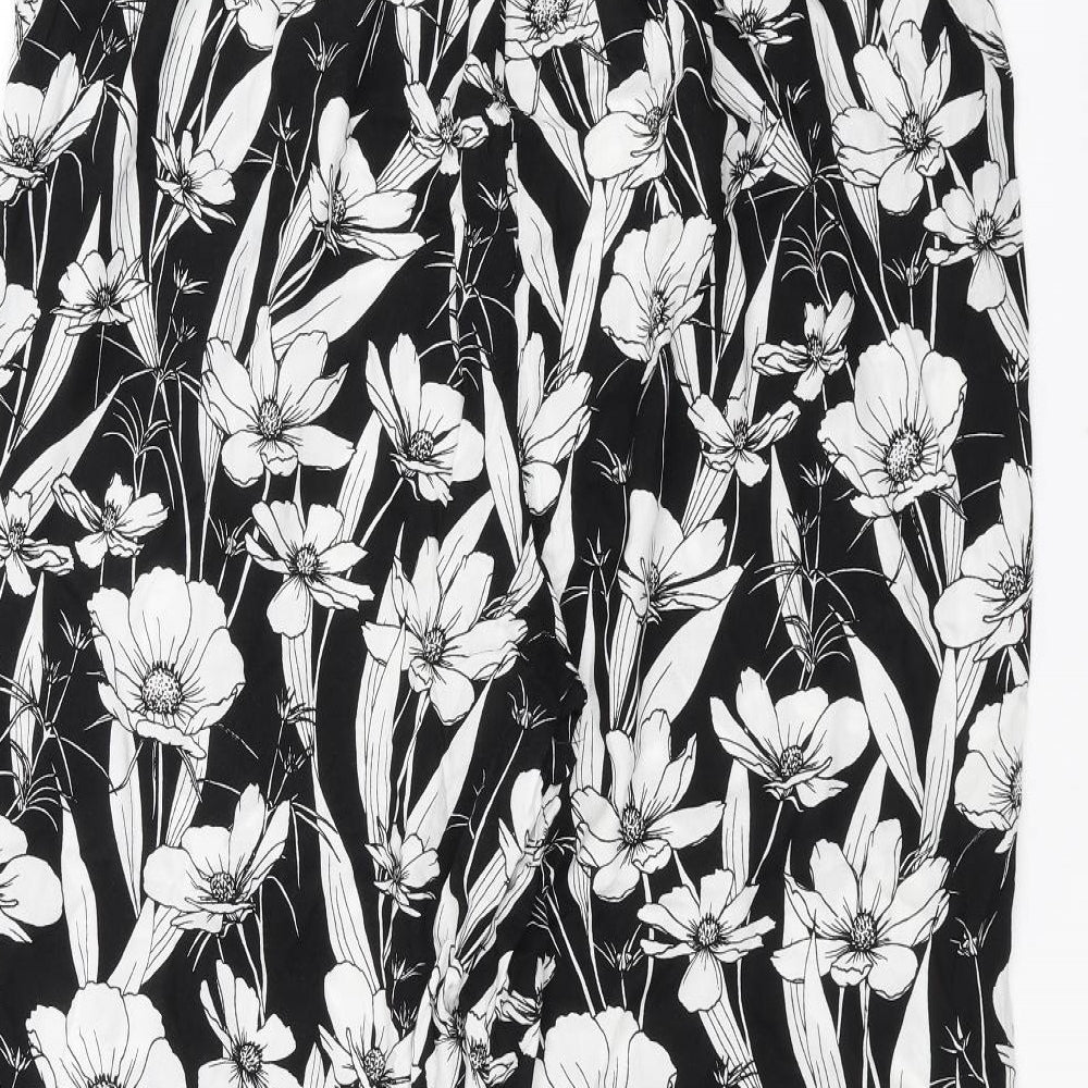 F&F Womens Black Floral Trousers Size 18 L26 in