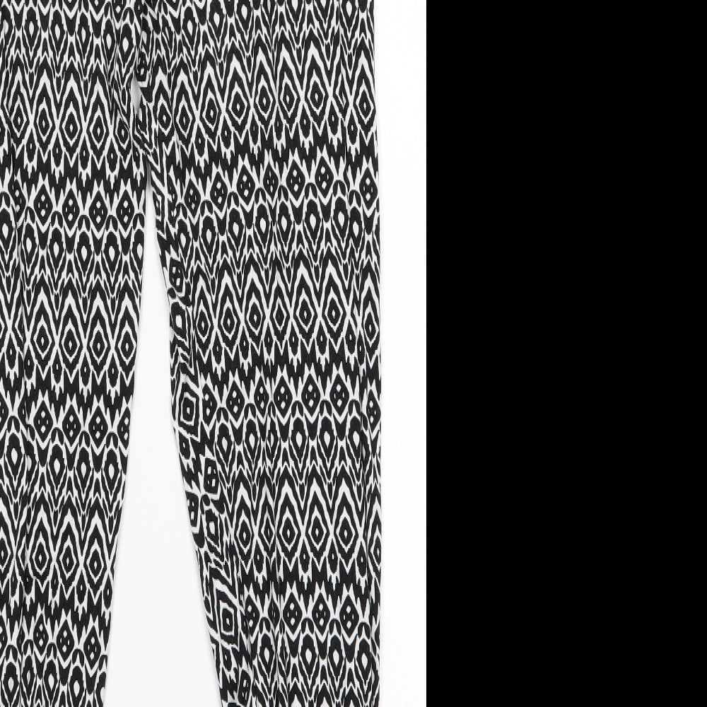 F&F Womens White Animal Print Jegging Trousers Size 12 L25 in