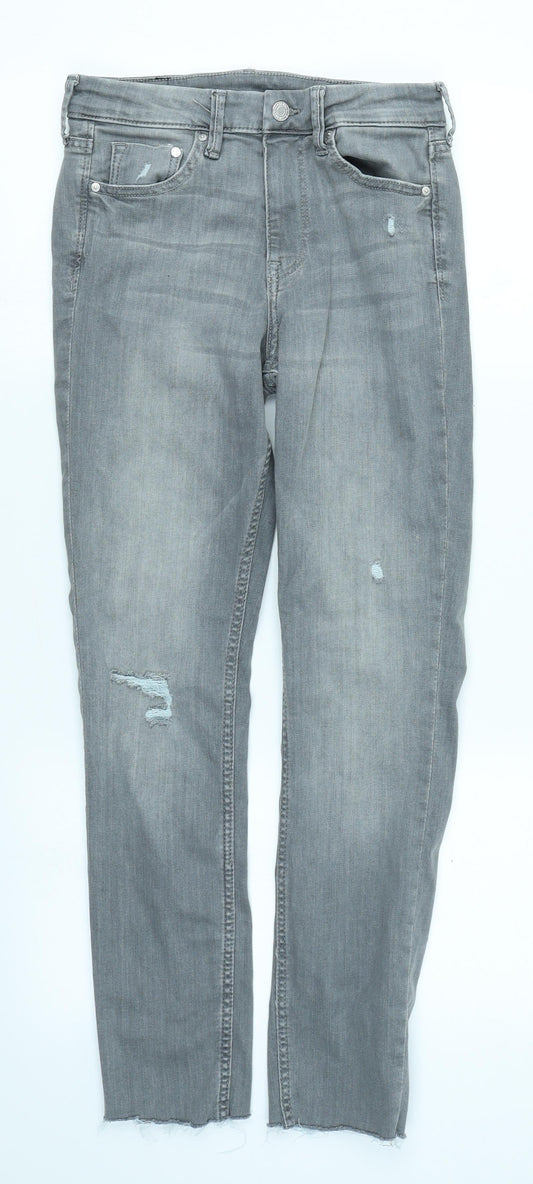 &Denim Womens Grey Denim Skinny Jeans Size 10 L25 in