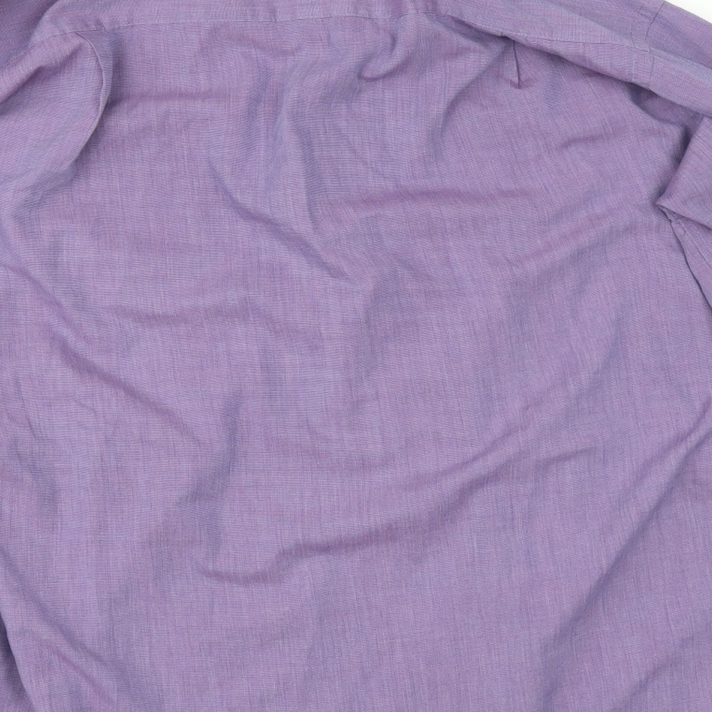 Mens UK Size 15 BHS Purple Button-Up Long Sleeve Casual Shirt