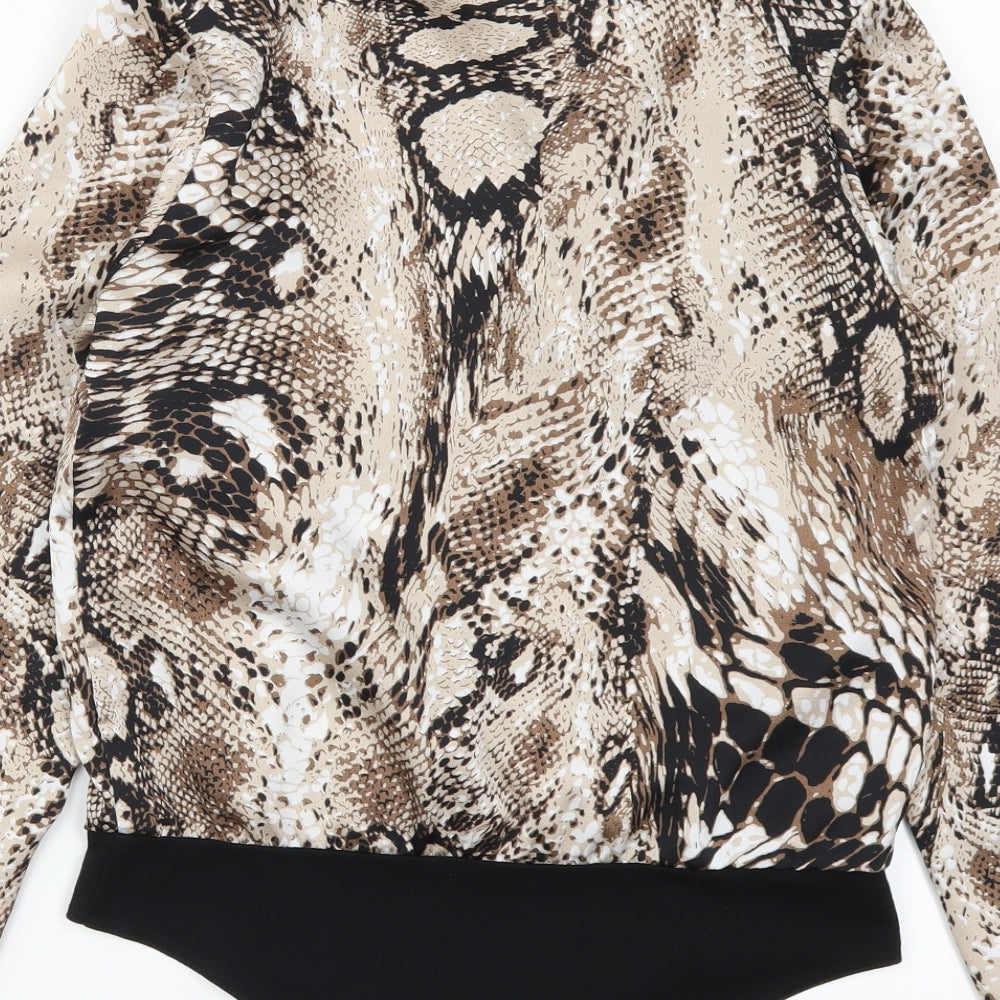 Quiz Womens Brown Animal Print  Bodysuit One-Piece Size 10