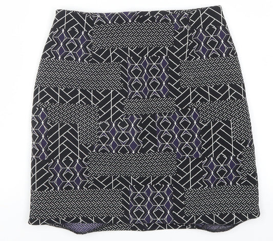 New Look Womens Blue Geometric A-Line Skirt Size 6