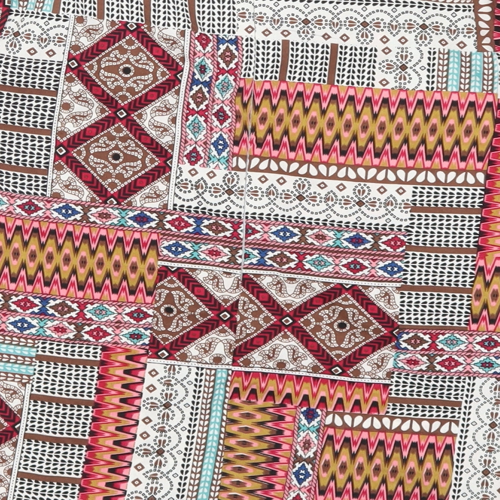 Boohoo Womens Pink Geometric Basic Blouse Size 8