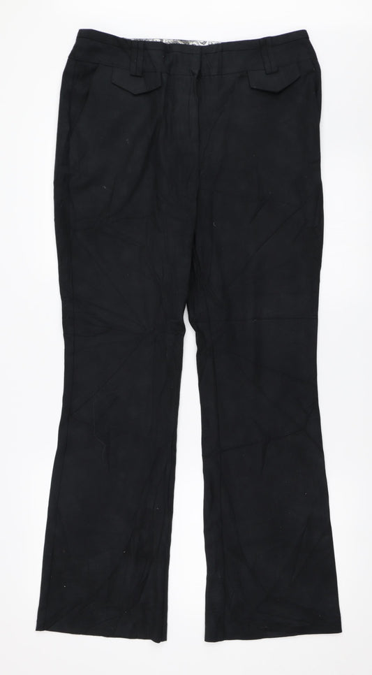 Womens UK Size 12 Soon Regular Fit Black Trousers