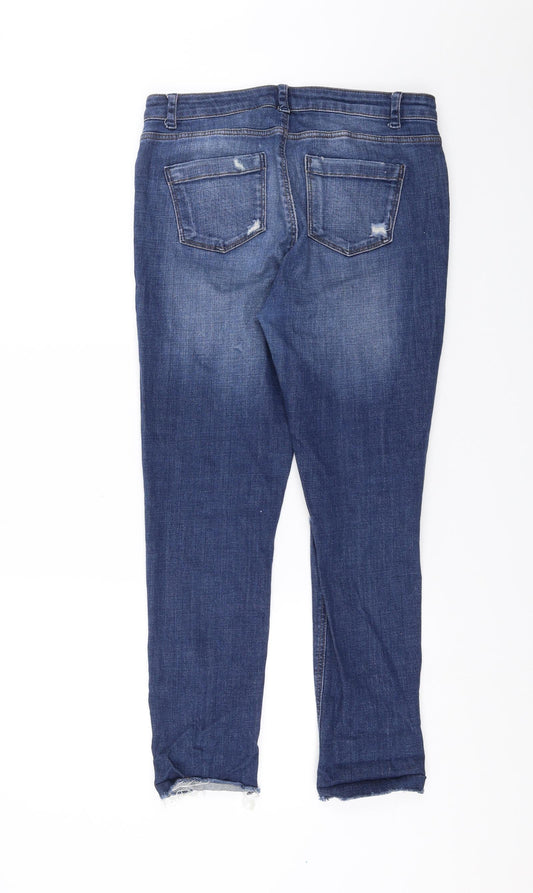 Topshop Womens Blue Denim Skinny Jeans Size 30 in L26 in - Distressed