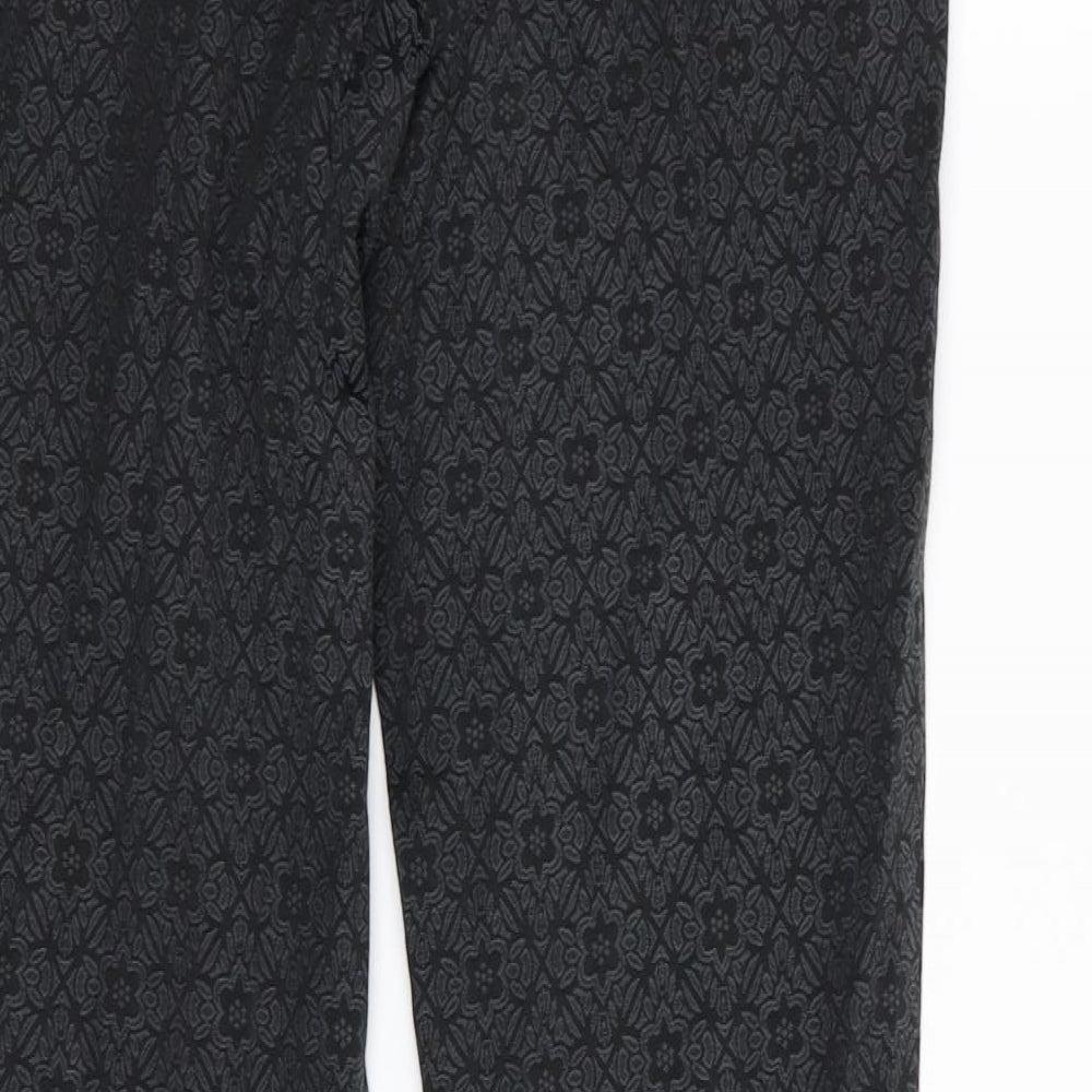 Primark Womens Black Floral Trousers Size 8 L29 in