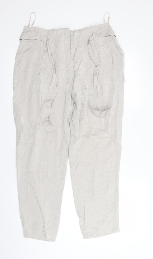 Womens UK Size 14 River Island Regular Fit Silver Trousers