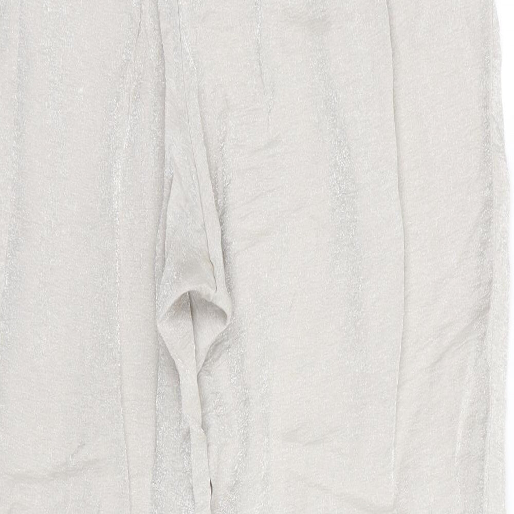 Womens UK Size 14 River Island Regular Fit Silver Trousers