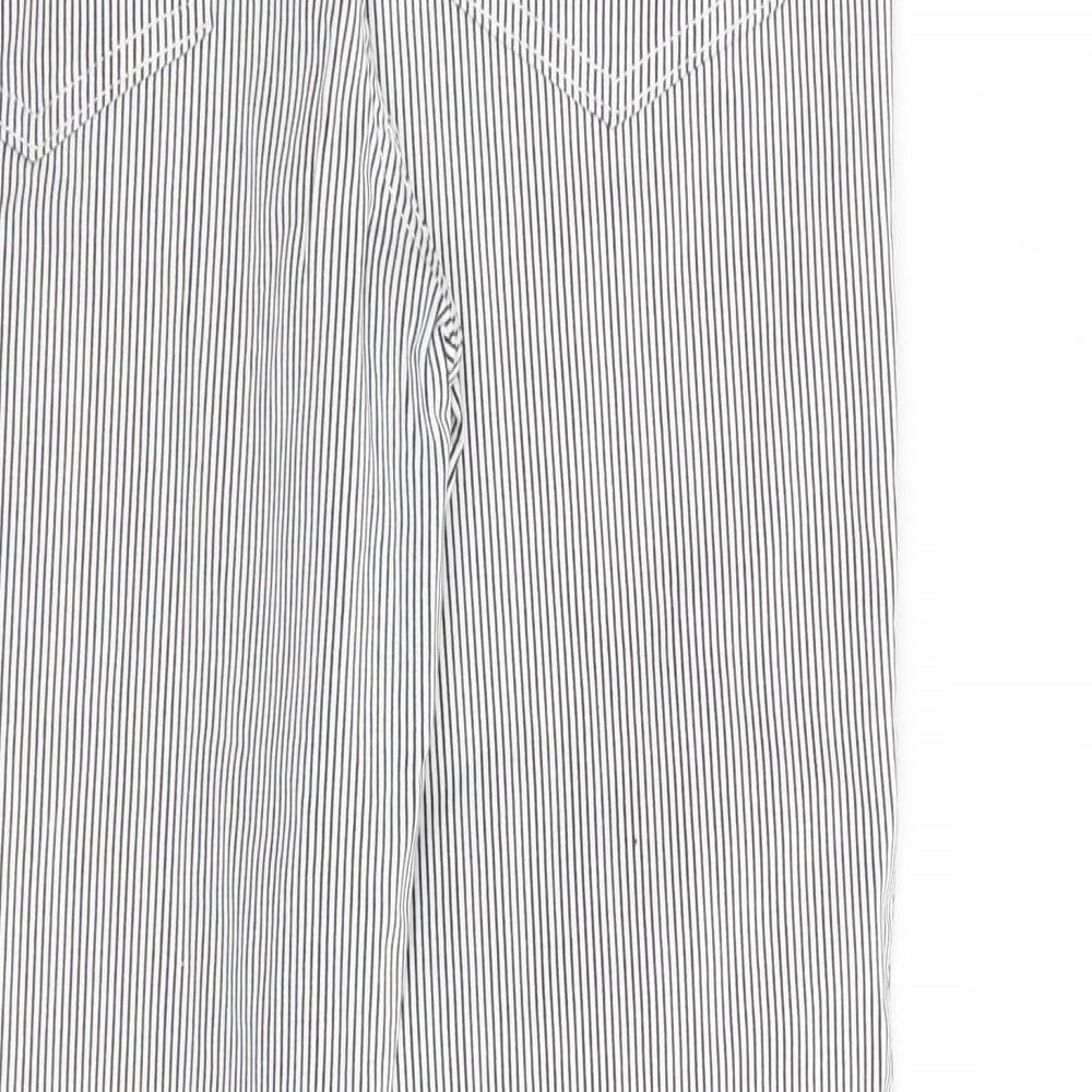 F&F Womens White Striped Trousers Size 10 L26 in