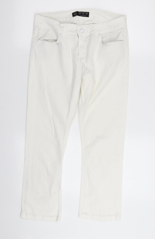 Womens UK Size 10 Zara Regular Fit Skinny White Jeans
