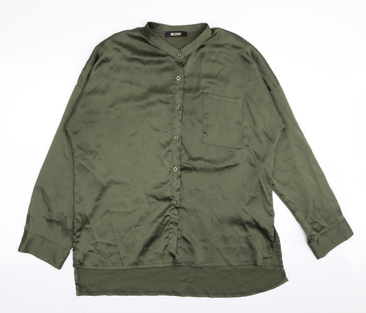 Womens UK Size 12 Misspap Green Basic Button-Up