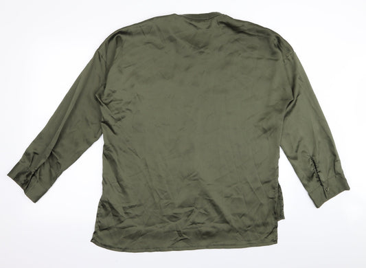 Womens UK Size 12 Misspap Green Basic Button-Up