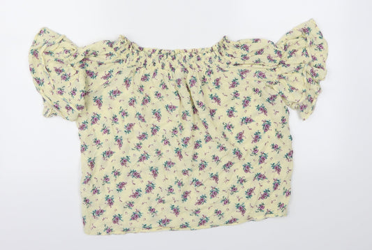 Womens UK Size 8 New Look Yellow Basic T-Shirt