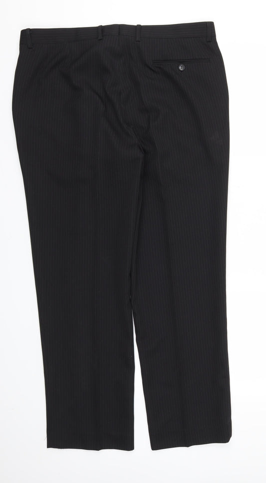 T&W Mens Black Trousers Size 36 in L29 in
