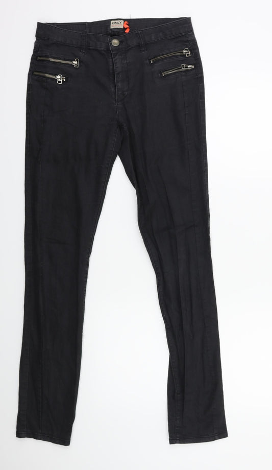 Womens UK Size L Only Regular Fit Skinny Black Jeans