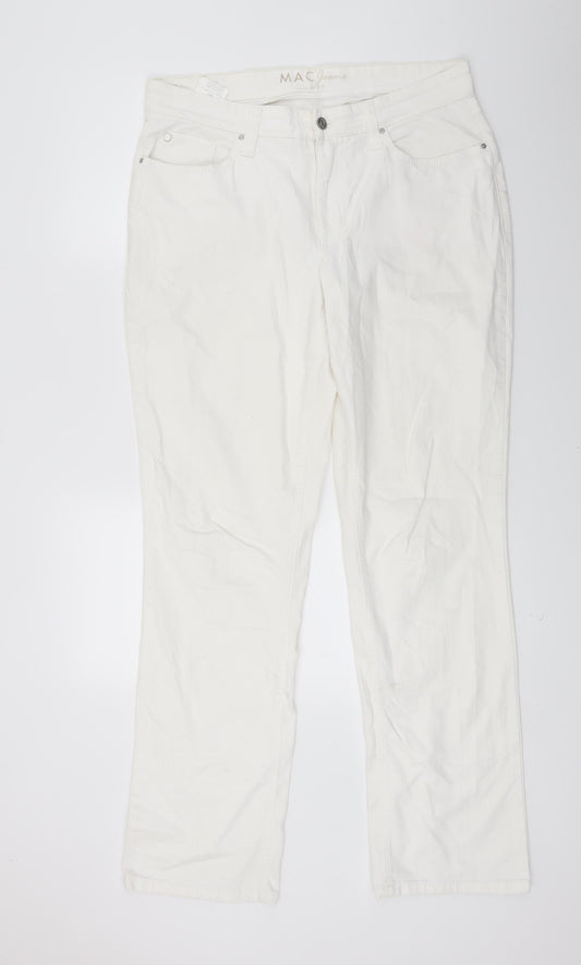 Womens UK Size 32 in Mac Regular Fit Straight White Jeans
