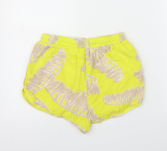 Missguided Womens Yellow Floral  Cut-Off Shorts Size 10