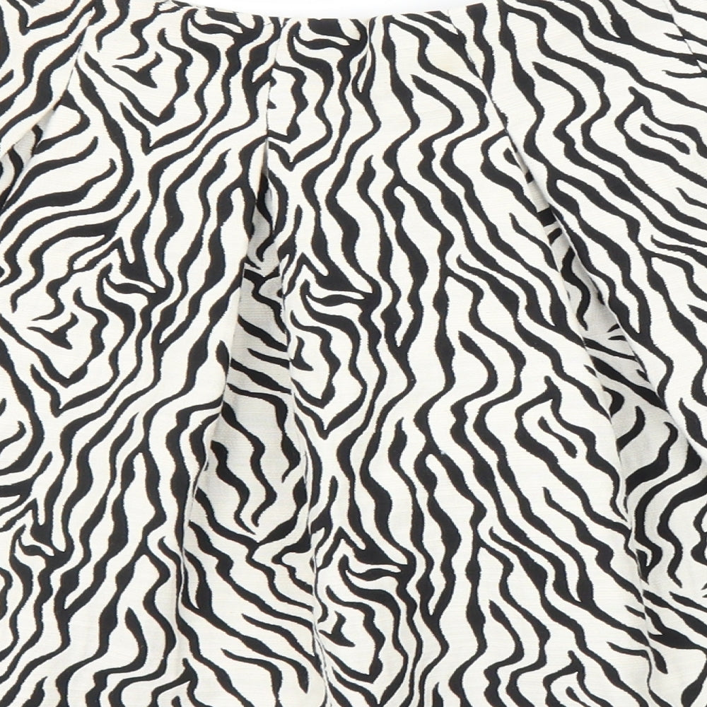 H&M Womens White Animal Print A-Line Skirt Size 8