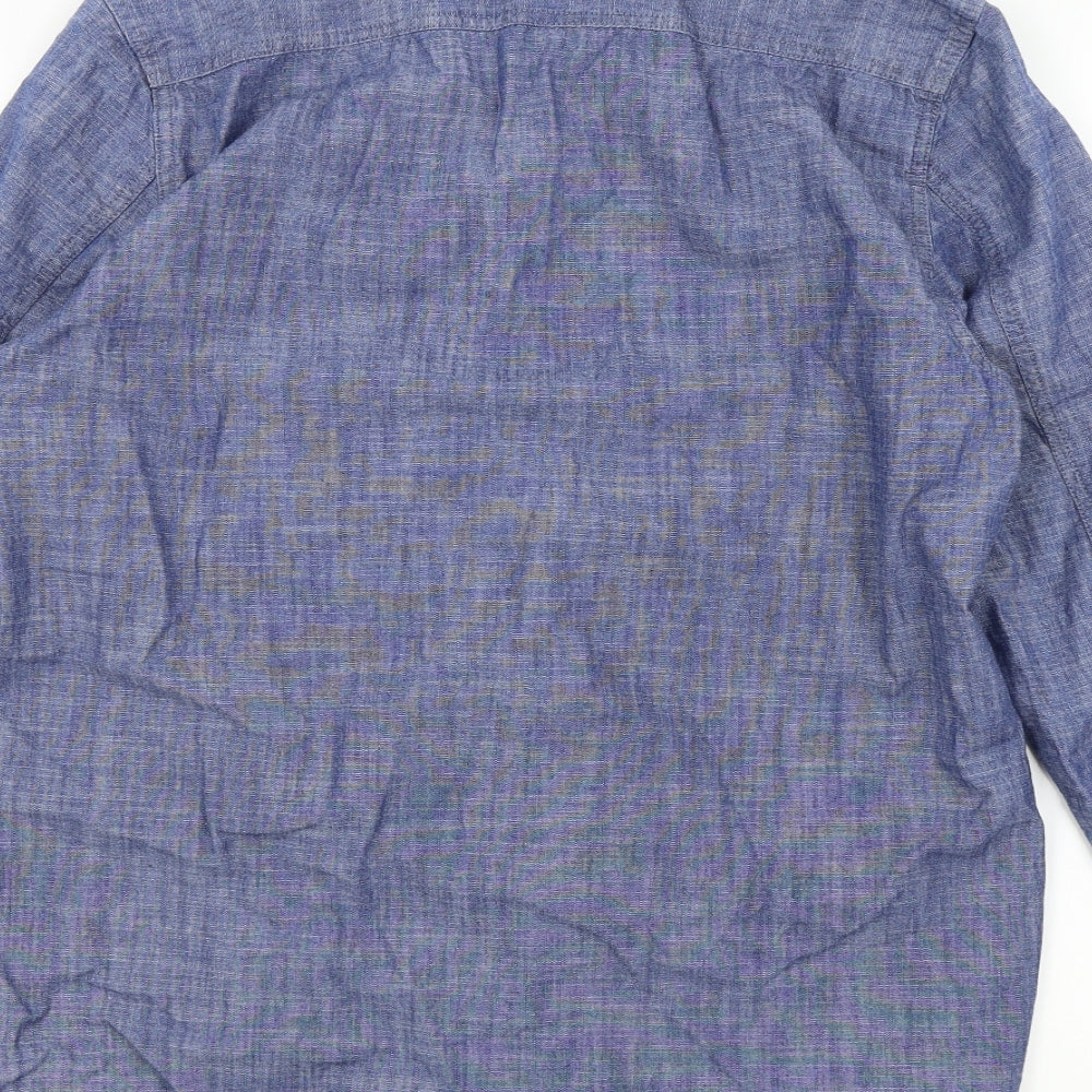 Mens UK Size S j.hampton Blue Button-Up Long Sleeve Casual Shirt