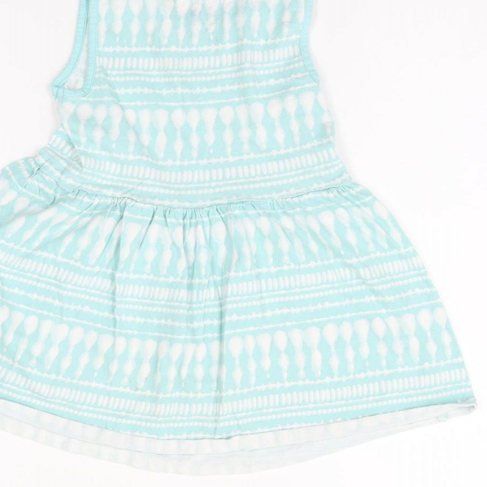 F&F Girls Green Geometric Fit & Flare Size 3-4 Years