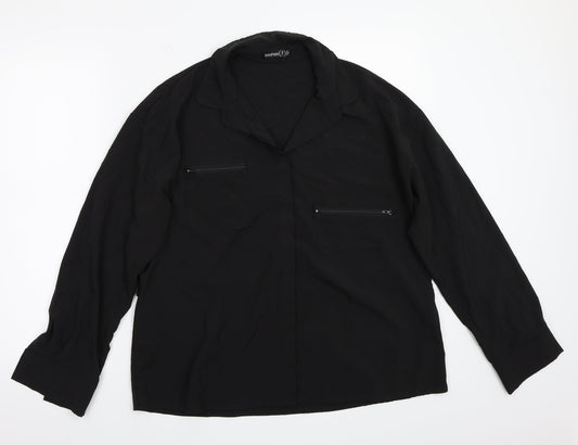 Boohoo Womens Black Basic Button-Up Size 14