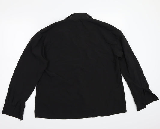 Boohoo Womens Black Basic Button-Up Size 14