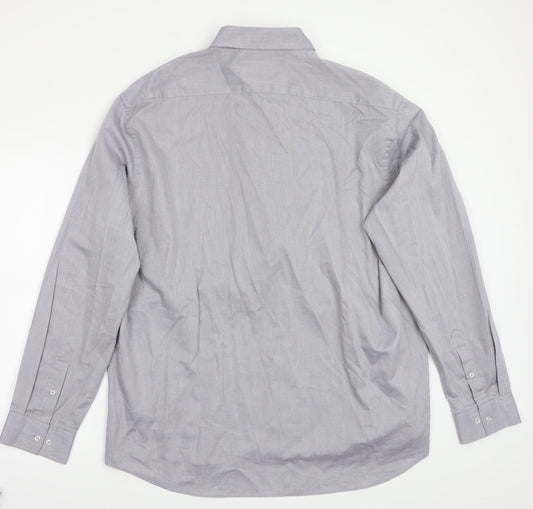 T&W Mens Grey Button-Up Size 18