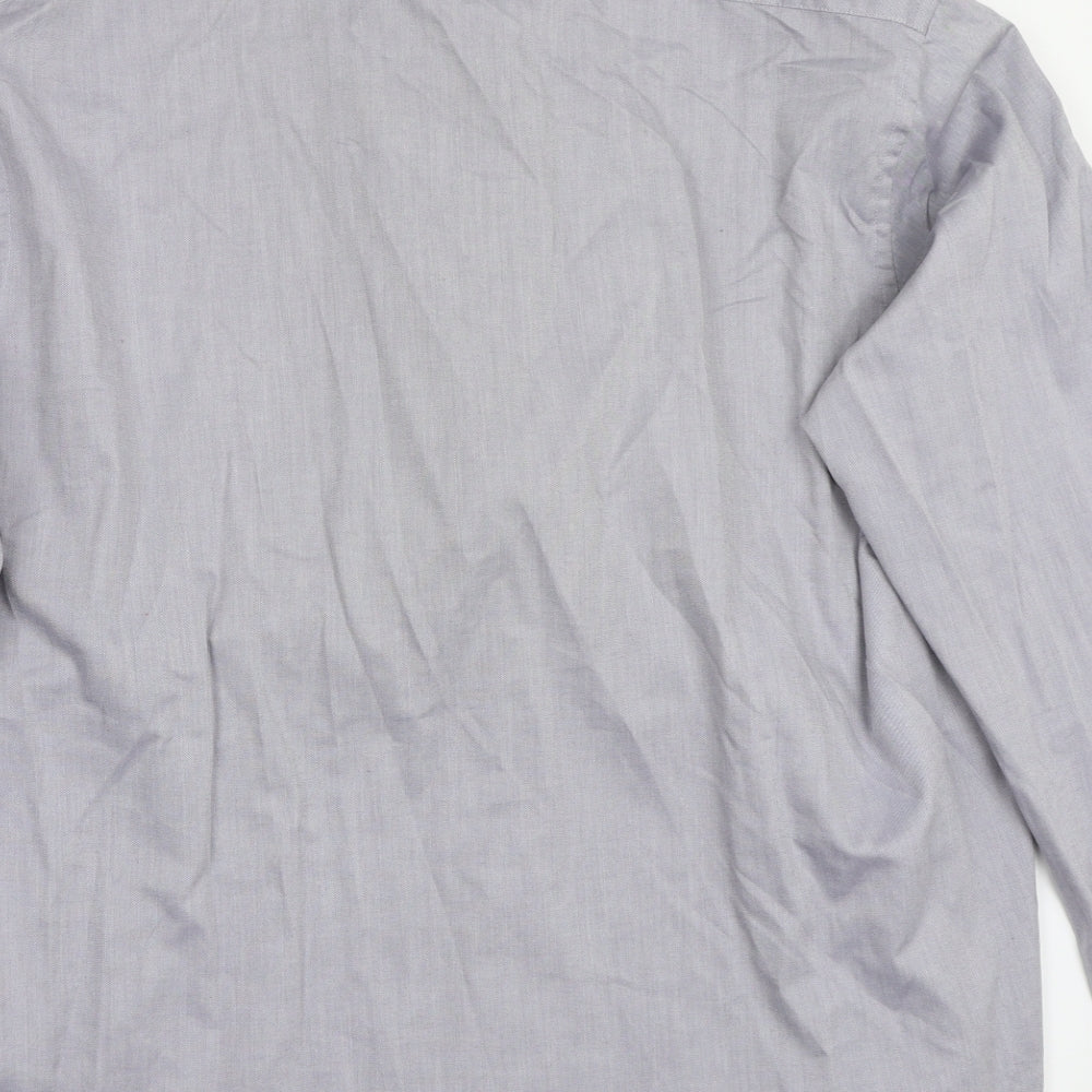 T&W Mens Grey Button-Up Size 18