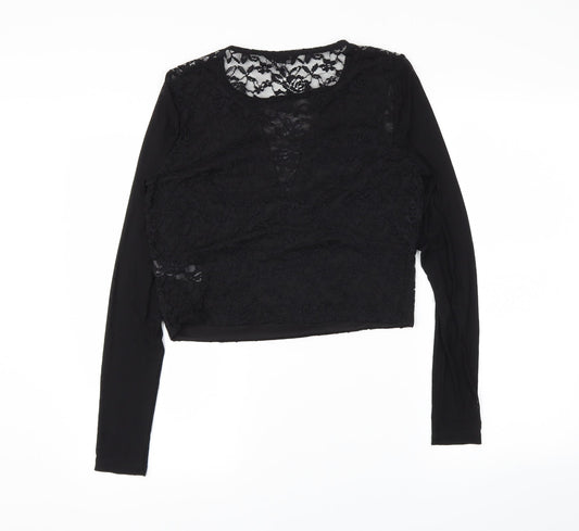 Miss Selfridge Womens Black Cropped Blouse Size 16