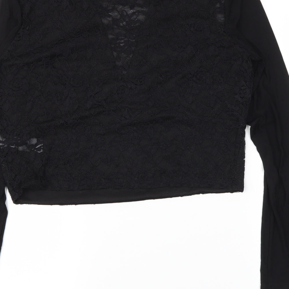 Miss Selfridge Womens Black Cropped Blouse Size 16