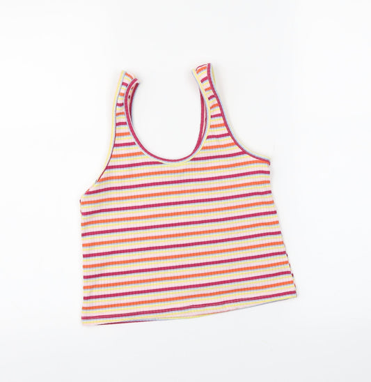 Primark Womens Pink Striped Cropped Tank Size 14