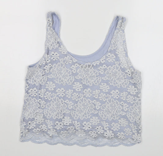 Womens UK Size 8 Topshop Blue Cropped Tank