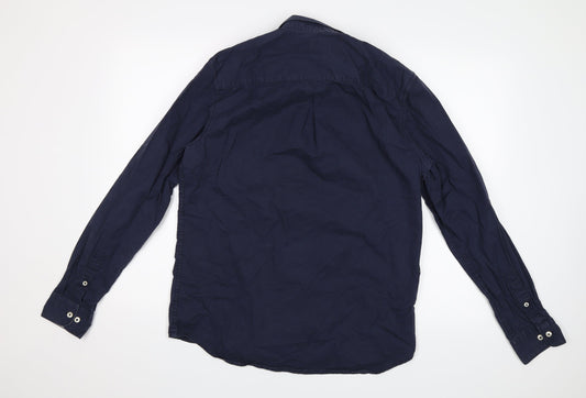 River Island Mens Blue Button-Up Size M