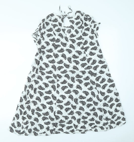 H&M Womens White Floral A-Line Size 8