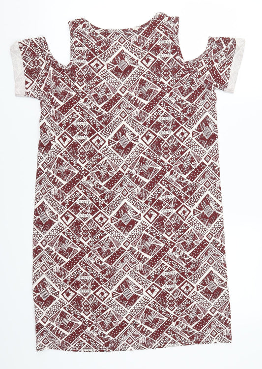 Boohoo Womens Red Geometric T-Shirt Dress Size 8